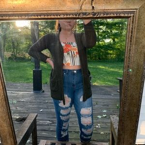 Forever 21 Olive Green Knit Cardigan